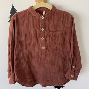 Rylee + Cru Mason Shirt in Wine (Rust) 2-3 Y